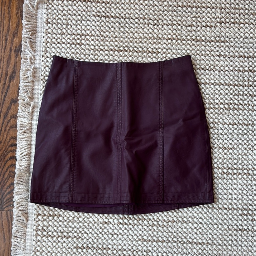 Free People Purple Leather Like Mini Skirt